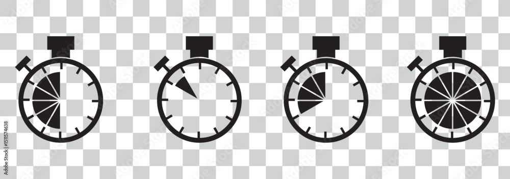 Poster timer vector icon set. time measurement tools collection.