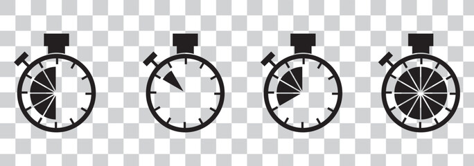 Timer vector icon set. Time measurement tools collection.