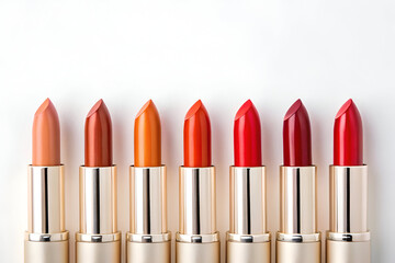Obraz premium lipsticks isolated on white background, set of lipsticks, orange lipsticks 