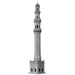 Naklejka premium Islamic minaret tower 3d model isolated on white background