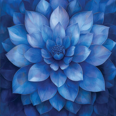 Blue Lotus Flower with Symmetrical Petals.