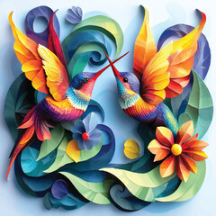 Fantasy Nature Art &ndash; Hummingbird in Bloom.