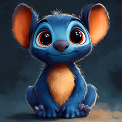  Blue Cartoon Alien with Warm Expression.