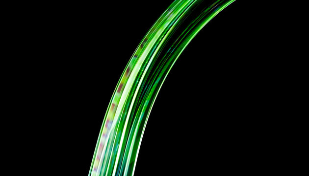 Abstract green curved light on a dark background