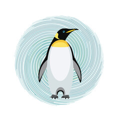 Obraz premium Emperor Penguin in a Whimsical Scene with Vibrant Swirl Motions All Around.