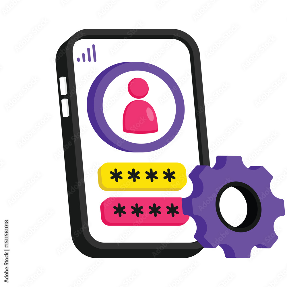 Poster mobile login vector style icon. eps 10 file