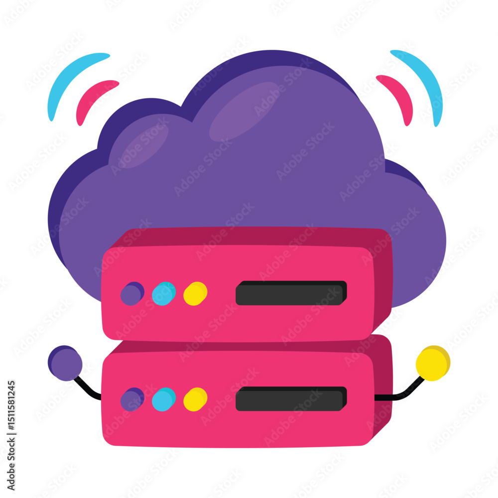 Poster cloud server vector style icon. eps 10 file