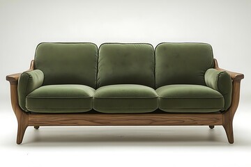 Scandinavian style green fabric sofa high resolution photo
