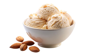bowl of almond ice cream image isolated on transparent