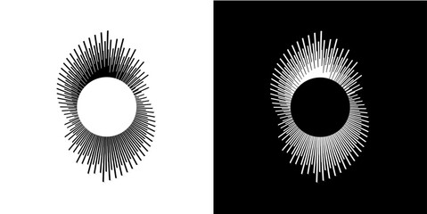 Dynamic abstract spiral sound wave rhythm lines. Circular spiral sound wave rhythm of lines. Circular futuristic abstract lines, black and white background.	

