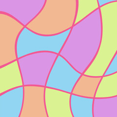 pastel Wavy Lines Abstract Background in Trendy Retro Psychedelic Style. Twisted, Swirled, and Distorted  Texture Pattern