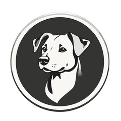 Monochrome Dog Portrait in Circular Frame: Vector Illustration