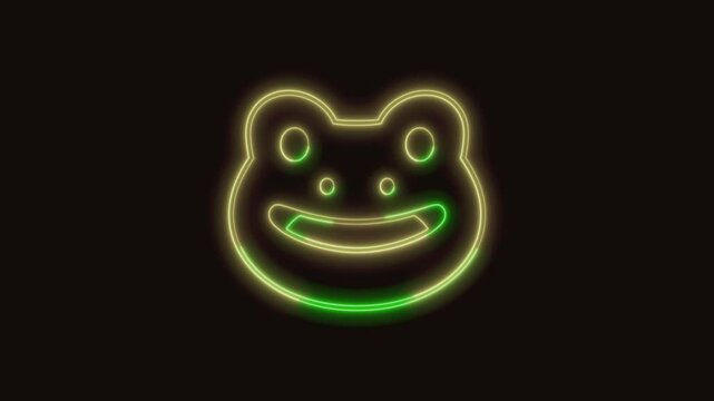 Frog Icon Neon Seamless Loop 4K (Black Background) | Animated Promotional Typography for Video Editing