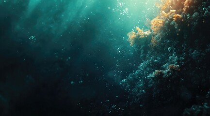 Abstract underwater scene with vibrant color explosions