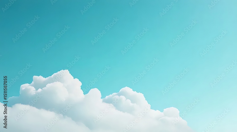 Poster 青い空と白い雲の背景 淡い水色のグラデーションとふわふわした雲のテクスチャ 自然の風景を表すシンプルなデザイン