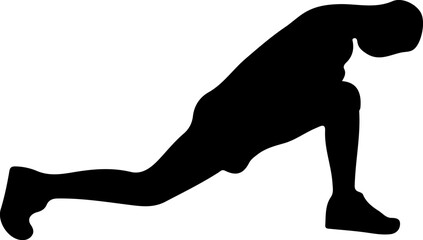 Silhouette of a man stretching his legs as far as he can go