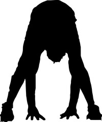 Silhouette of a man bending over and stretching his legs