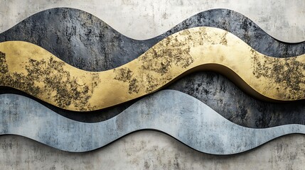 Obraz premium Abstract wavy metallic panels on a textured background