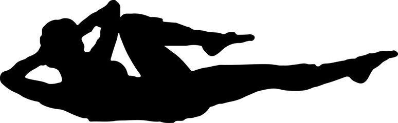 Silhouette of a woman in black with Japanese art and sports theme