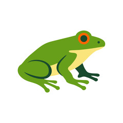 Colorful Green Frog Vector – Flat Style Amphibian Icon