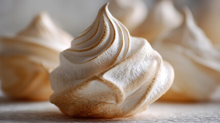 Golden-Edged Meringue Cookie Closeup. Wallpaper background texture
