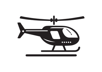 Helicopter Icon, Helicopter Silhouette Black Vector White Background