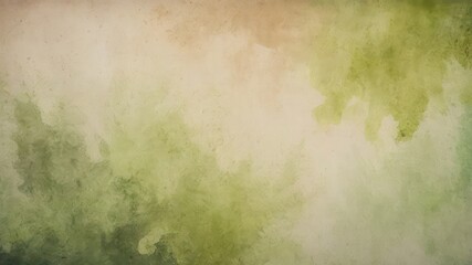 Subtle watercolor wash backdrop with blends of soft olive green and pale beige hues creating a nuanced, textural design element