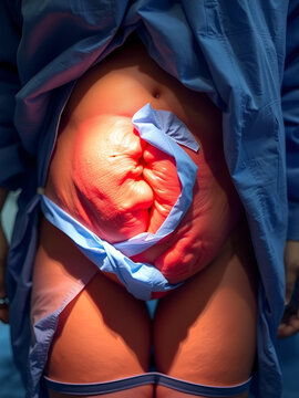 Post laparotomy hernia (concept of surgery).