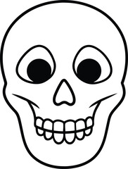 Cartoon Skull Line Art Vector – Fun and Spooky Halloween Illustration