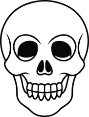 Simple Skull Line Art Vector – Hand Drawn Human Skull Illustration