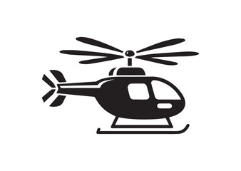Helicopter Icon, Helicopter Silhouette Black Vector White Background