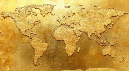Golden world map
