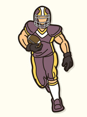 American Football Player Action Cartoon Sport Graphic Vector