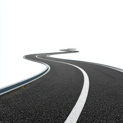Winding asphalt road illustration on white background