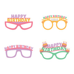 Happy birthday glasses cartoon icon illustration