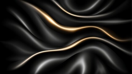Fototapeta premium Abstract black and gold flowing fabric texture