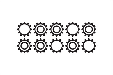 Sleek black gear icon grid representing mechanical and technological innovation