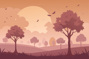 autumn landscape with tree