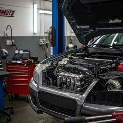 Fototapeta premium car engine close up