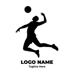 Volleyball vector, volleyball silhouette, black silhouette volleyball player, volleyball match, volleyball court for sport creative artwork design template printable digital badge emblem poster pack