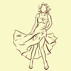 girl in a dress posing vector for illustration card decoration