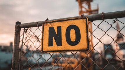 Construction site no entry sign red warning sign blocking access industrial environment safety alert