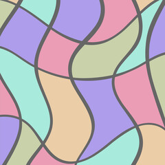 wavy lines abstract backgrounds. Trendy pastel psychedelic retro style banner. Waves, swirl and twirl pattern