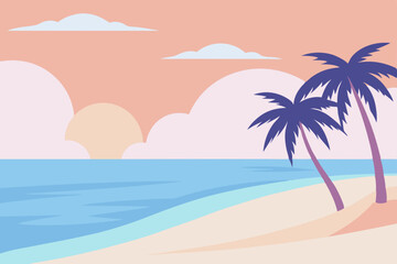 Fototapeta na wymiar tropical beach with palm trees