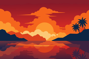 vector illustration of a sunset