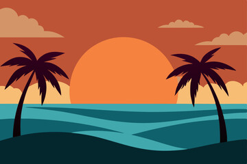 Obraz premium tropical beach with palm trees