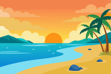 tropical beach with palm trees