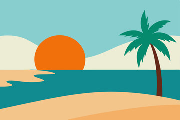 Obraz premium tropical beach with palm trees
