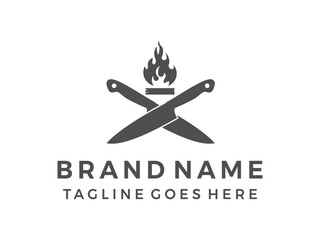 creative two crossed knife design symbol, vector, isolated on transparent background