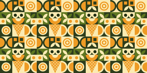 Geometric abstract composition with repeating shapes.